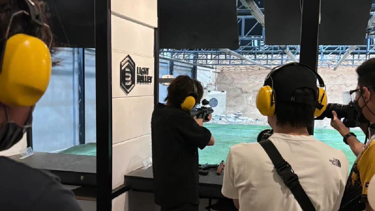 A group enjoying the shooting experience together at Light Bullet